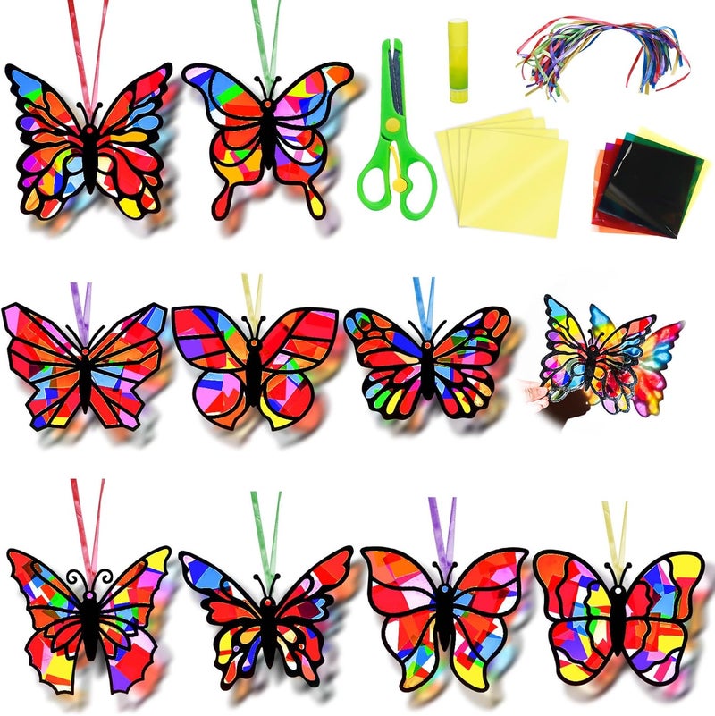 EggSun 36 Sets Butterfly Suncatchers Crafts Kit for Kids Ornaments Stained Glass Window Arts and Crafts Supplies for Classroom Holiday Birthday Projects Home Party Favors Decorations Ages 4 8 12 - Image 1